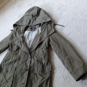 Ptp19" Hooded Utility Jacket Fully Lined With Waist Belt In Olive Green